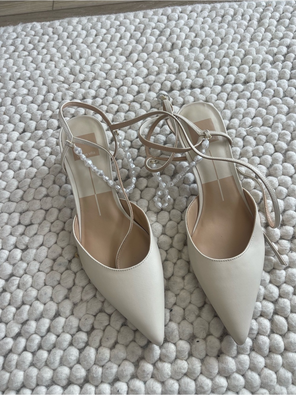 Dolce Vita Off White Pearl Ankle Heels